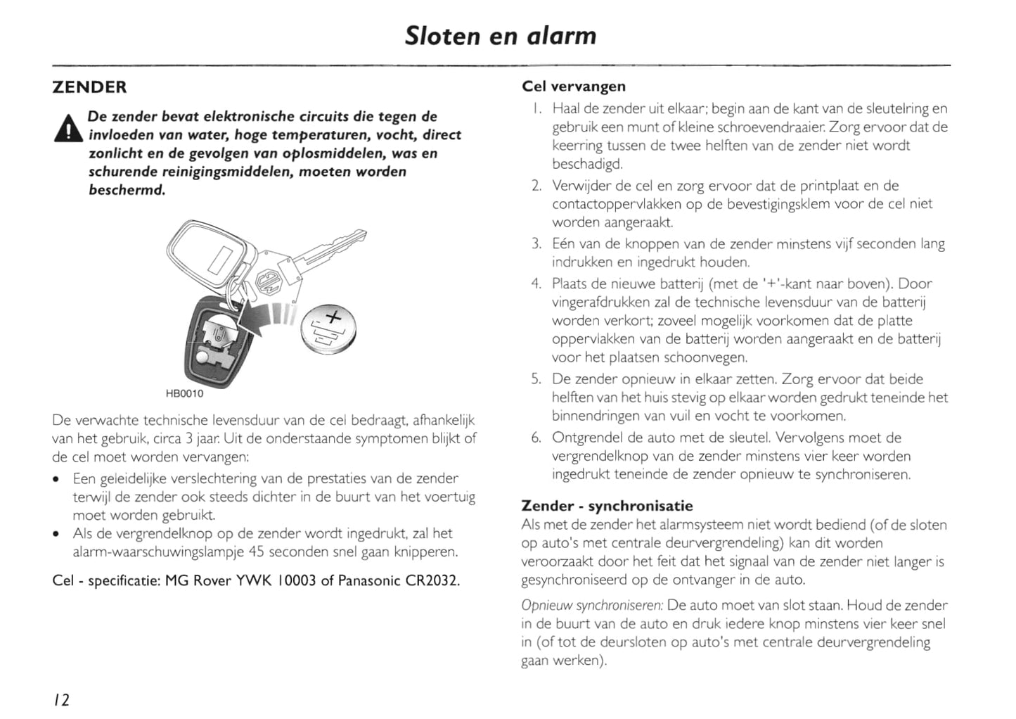 2002-2005 MG TF Owner's Manual | Dutch