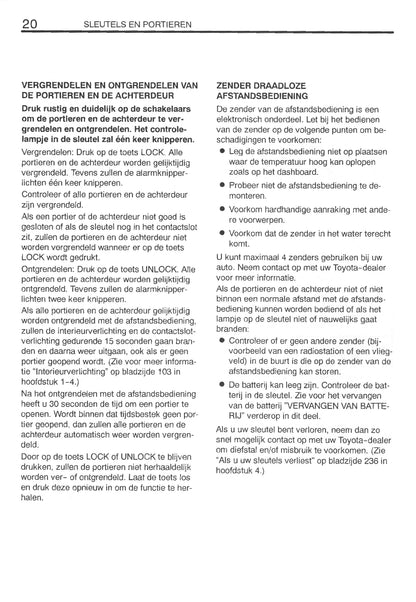 2000-2001 Toyota RAV4 Bedienungsanleitung | Niederländisch