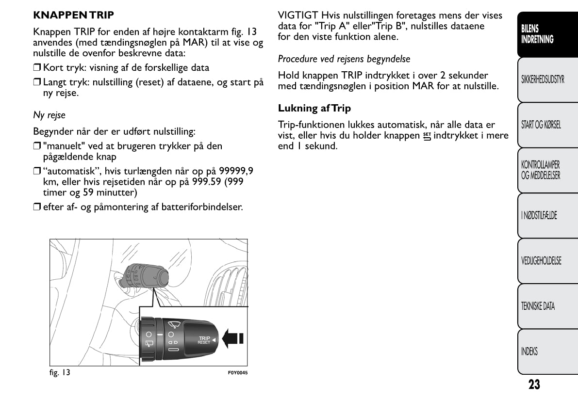 2013-2014 Fiat 500L Owner's Manual | Dansk