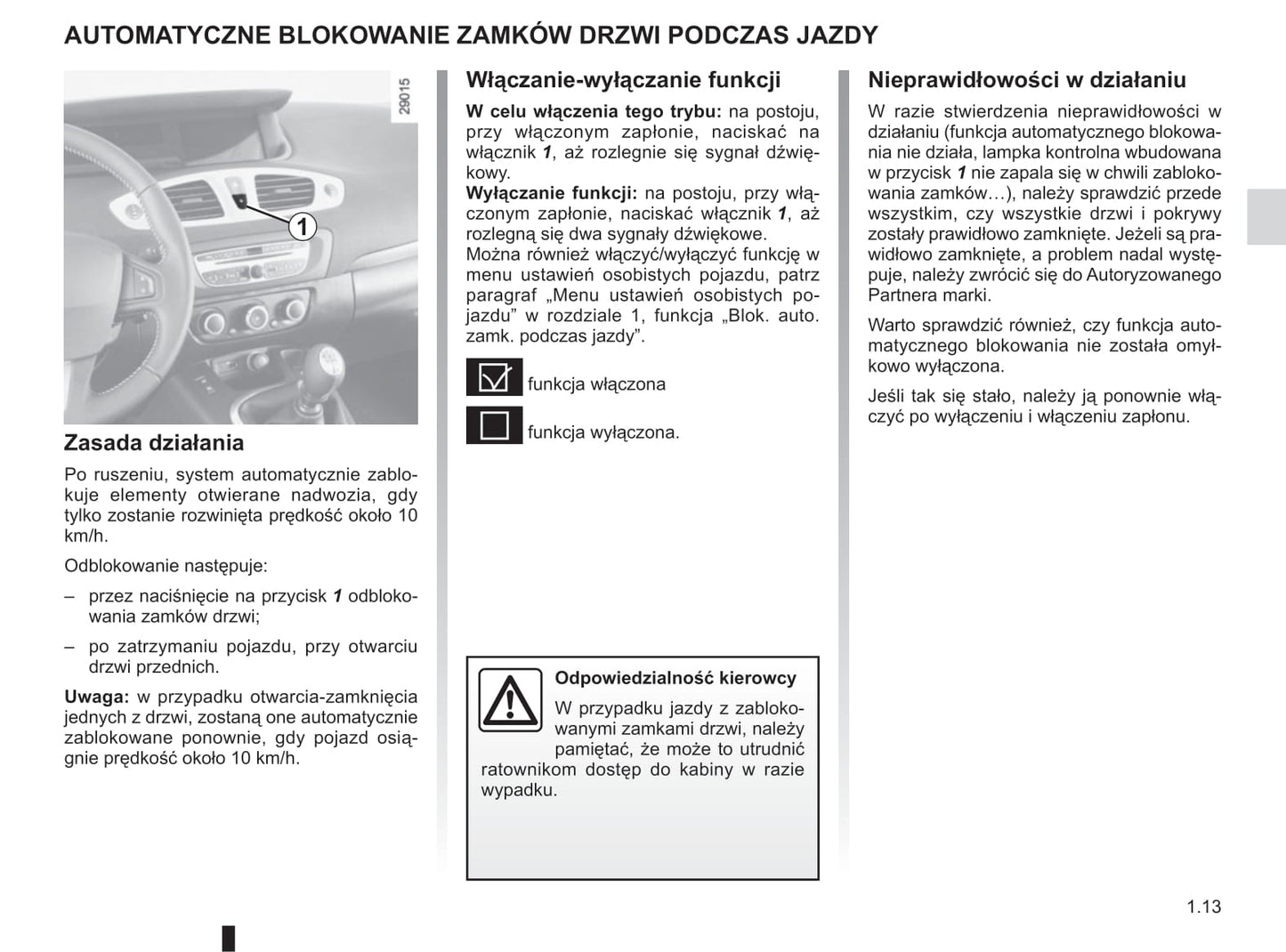 2015-2016 Renault Scénic Owner's Manual | Polish