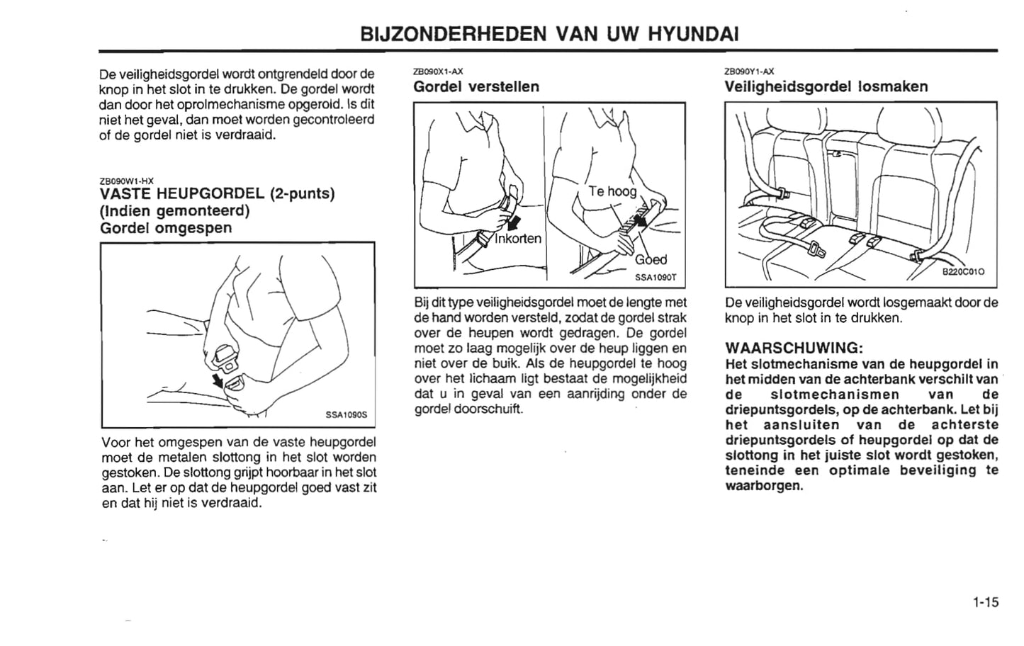 2001-2002 Hyundai Santa Fe Owner's Manual | Dutch