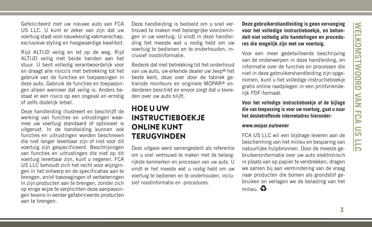 2007-2019 Jeep Wrangler Bedienungsanleitung | Niederländisch