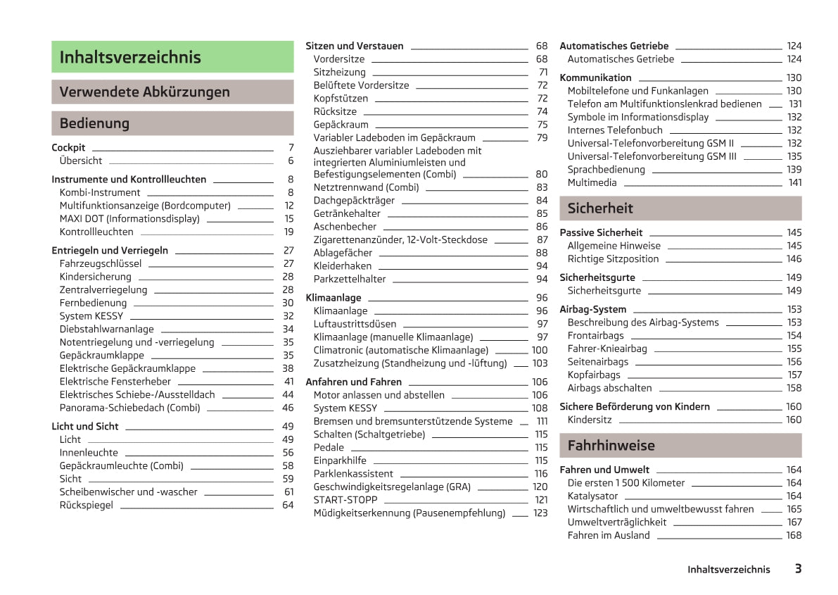 2012-2013 Skoda Superb Owner's Manual | German