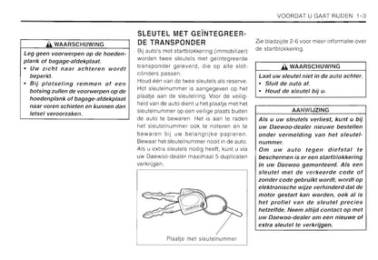2001-2005 Daewoo Matiz Gebruikershandleiding | Nederlands