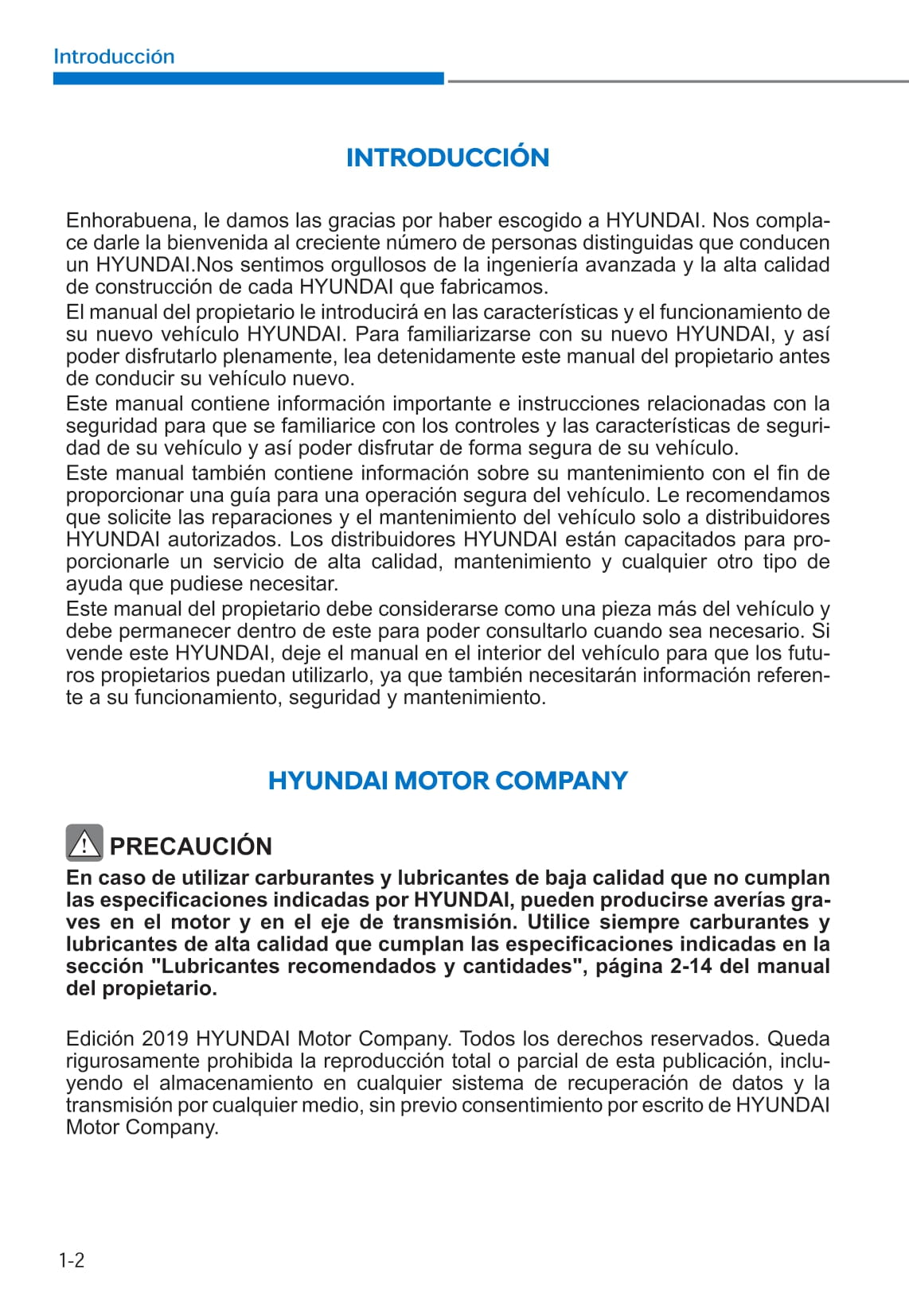 2019-2020 Hyundai i10 Bedienungsanleitung | Spanisch