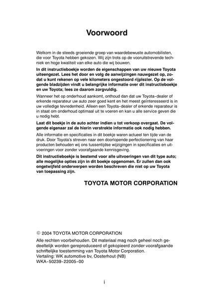 2003-2006 Toyota Avensis Manuel du propriétaire | Néerlandais