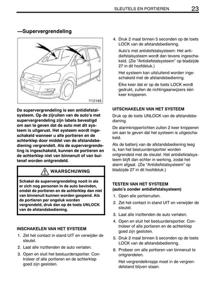 2003-2006 Toyota Avensis Verso Owner's Manual | Dutch