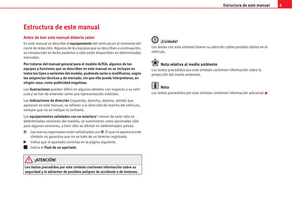 2004-2009 Seat Altea Gebruikershandleiding | Spaans