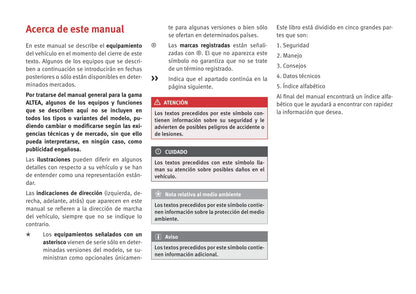 2009-2015 Seat Altea Manuel du propriétaire | Espagnol