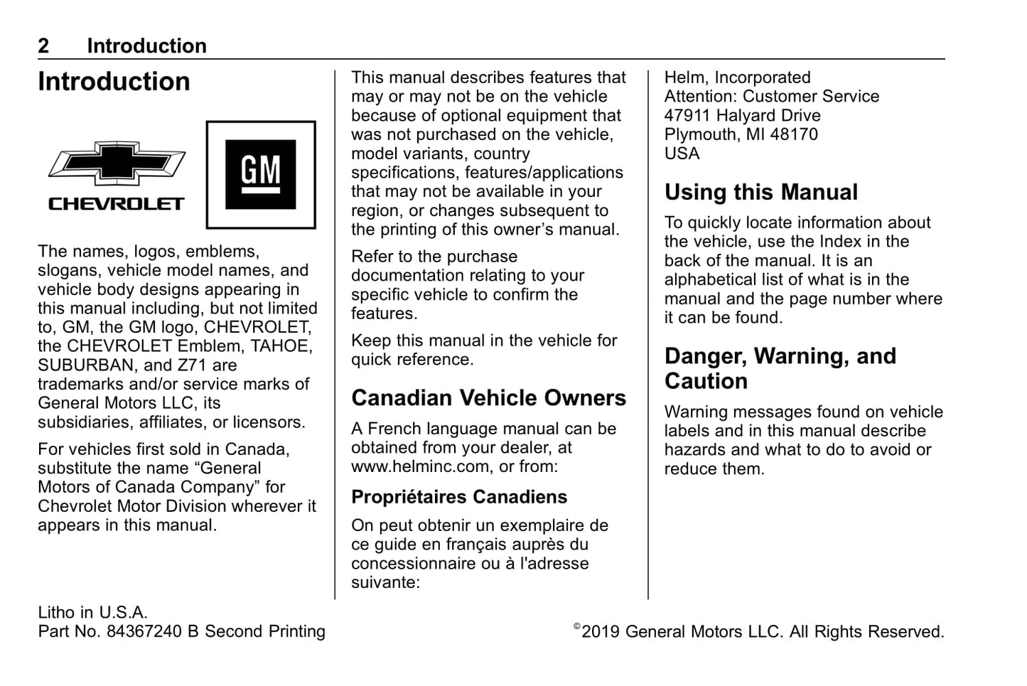 2020 Chevrolet Suburban/Tahoe Gebruikershandleiding | Engels