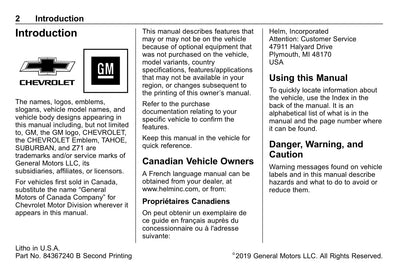 2020 Chevrolet Suburban/Tahoe Gebruikershandleiding | Engels