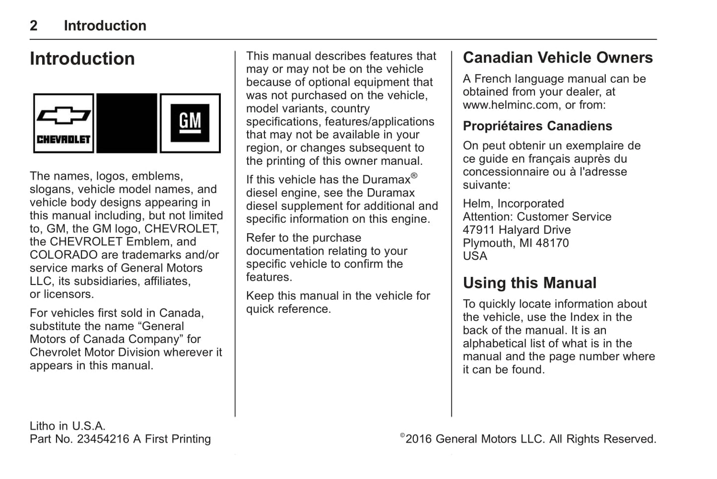 2017 Chevrolet Colorado Owner's Manual | English