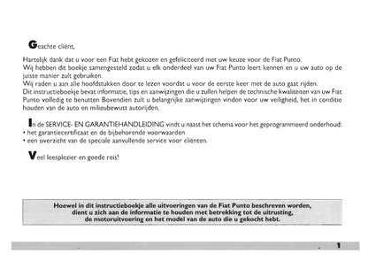 2000-2001 Fiat Punto Bedienungsanleitung | Niederländisch