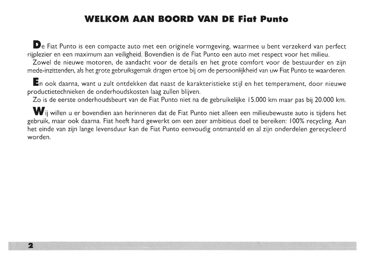 1999-2003 Fiat Punto Manuel du propriétaire | Néerlandais