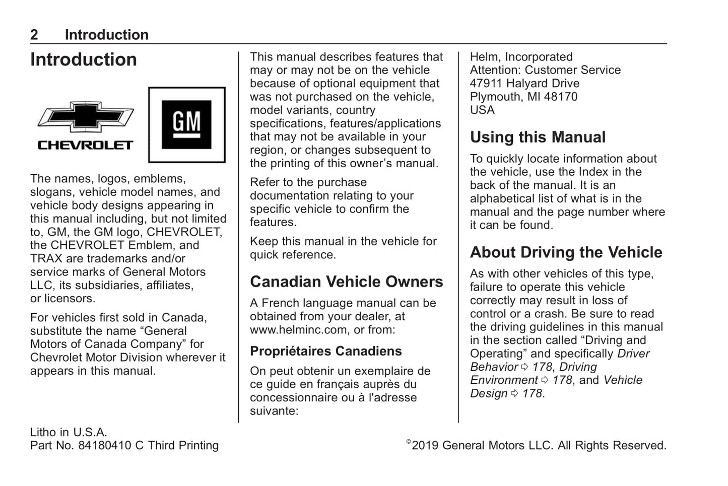 2019 Chevrolet Trax Gebruikershandleiding | Engels