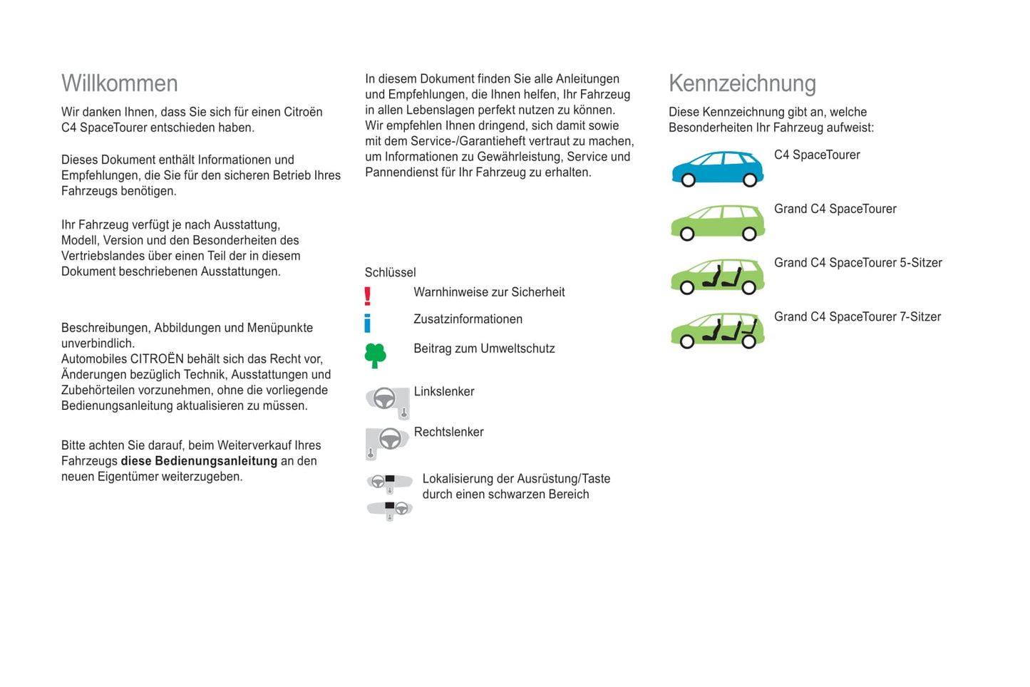 2018-2021 Citroën C4 SpaceTourer/Grand C4 SpaceTourer Owner's Manual | German