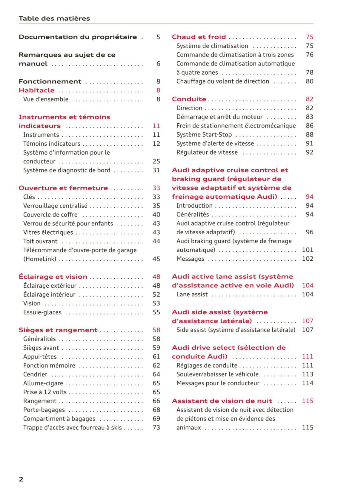 2014-2016 Audi A7 Sportback/S7 Sportback Owner's Manual | French