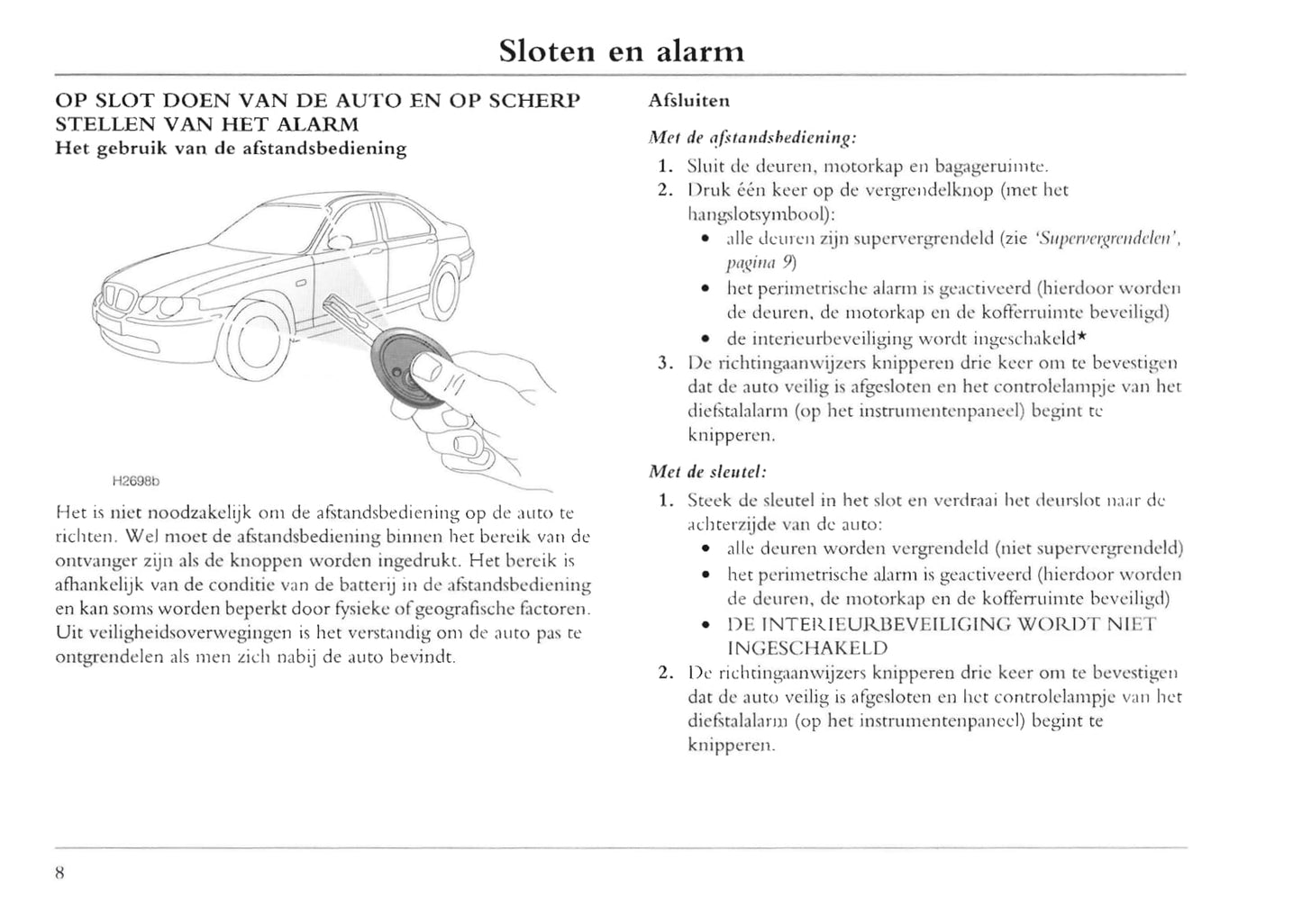 2001-2004 MG ZT Owner's Manual | Dutch