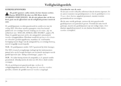 2001-2004 MG ZT Owner's Manual | Dutch