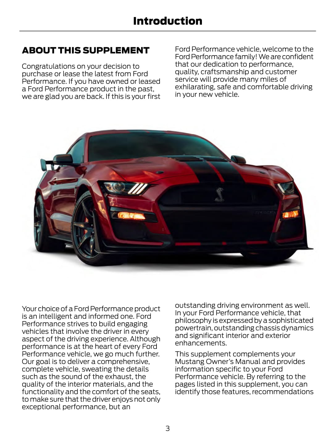 2020 Ford Mustang Shelby GT500 Manuel du propriétaire | Anglais