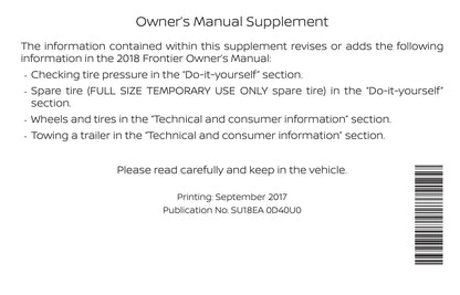 2018 Nissan Frontier Owner's Manual | English