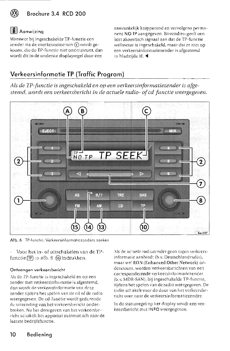 Volkswagen Radio RCD 200 Handleiding 2005