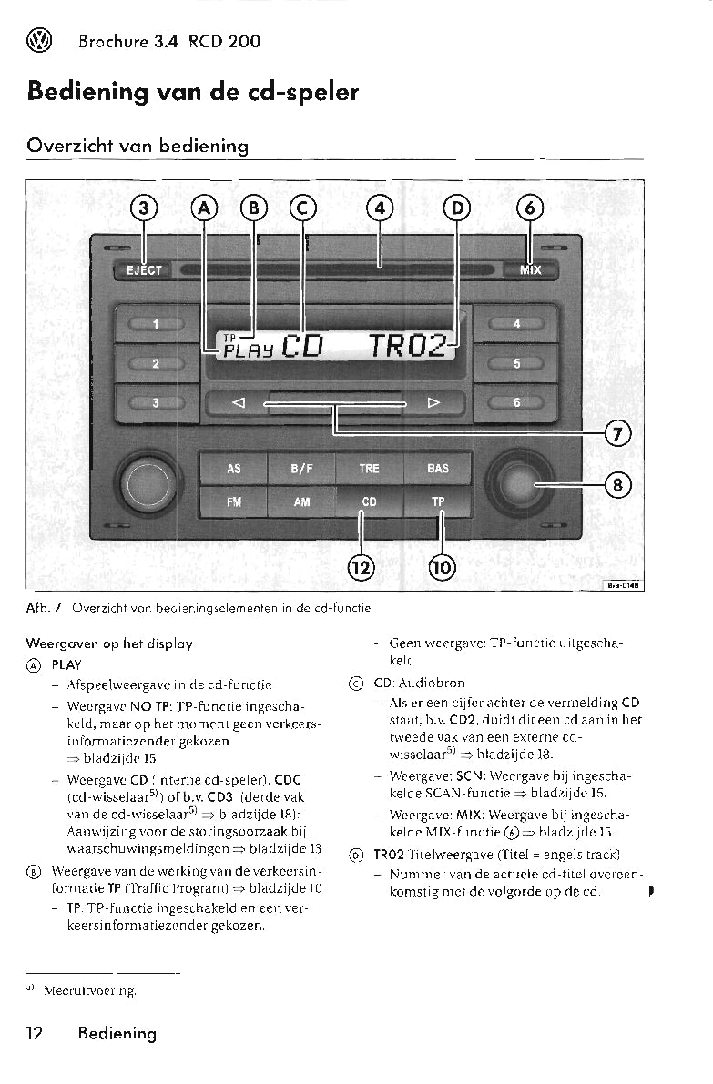Volkswagen Radio RCD 200 Handleiding 2005 – Car Manuals