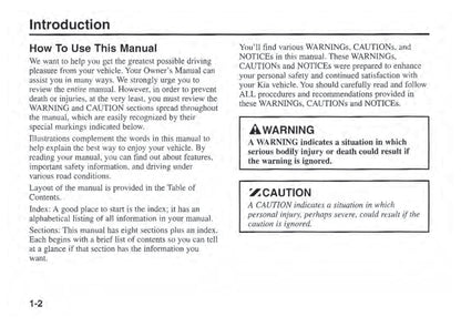 2001 Kia Sephia Owner's Manual | English