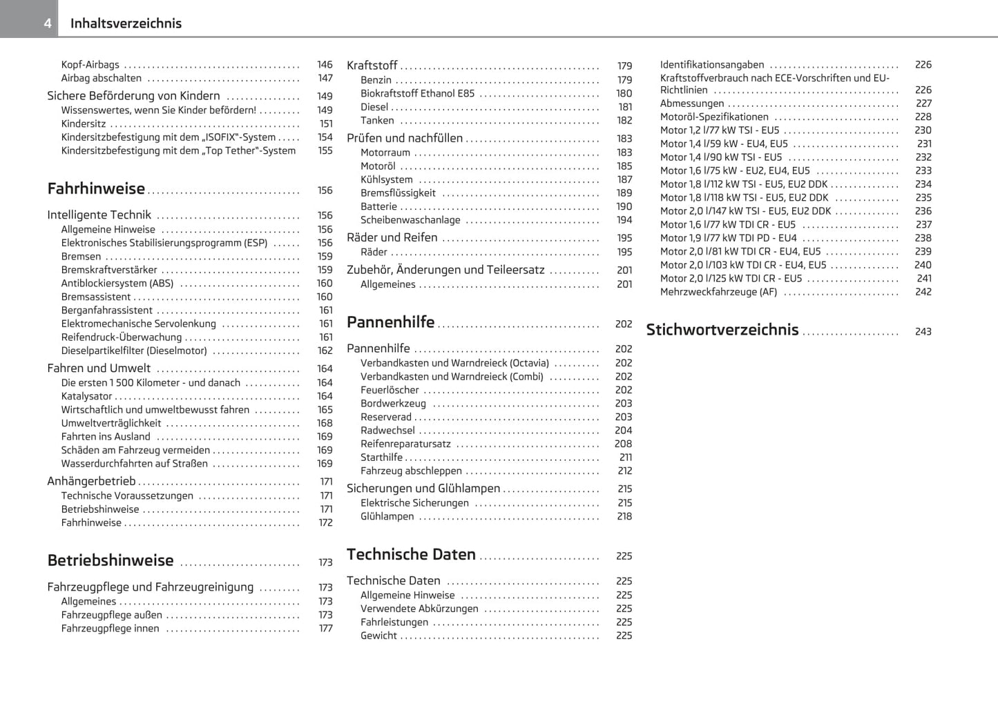2011-2012 Skoda Octavia Owner's Manual | German