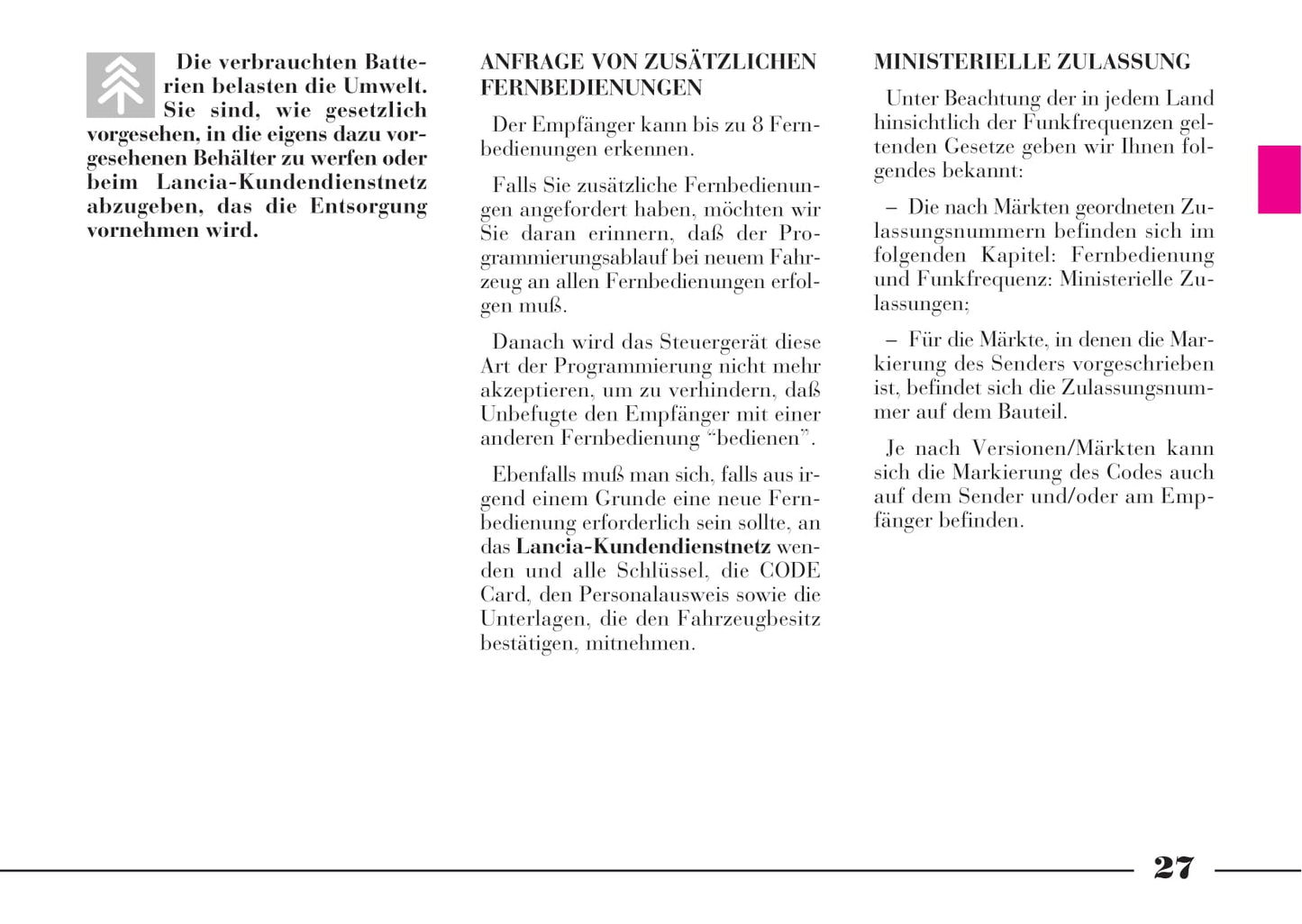 2001-2005 Lancia Lybra Bedienungsanleitung | Deutsch