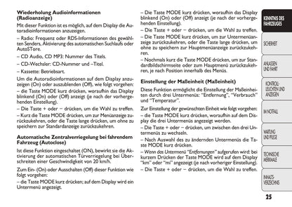 2011-2012 Fiat Panda Owner's Manual | German