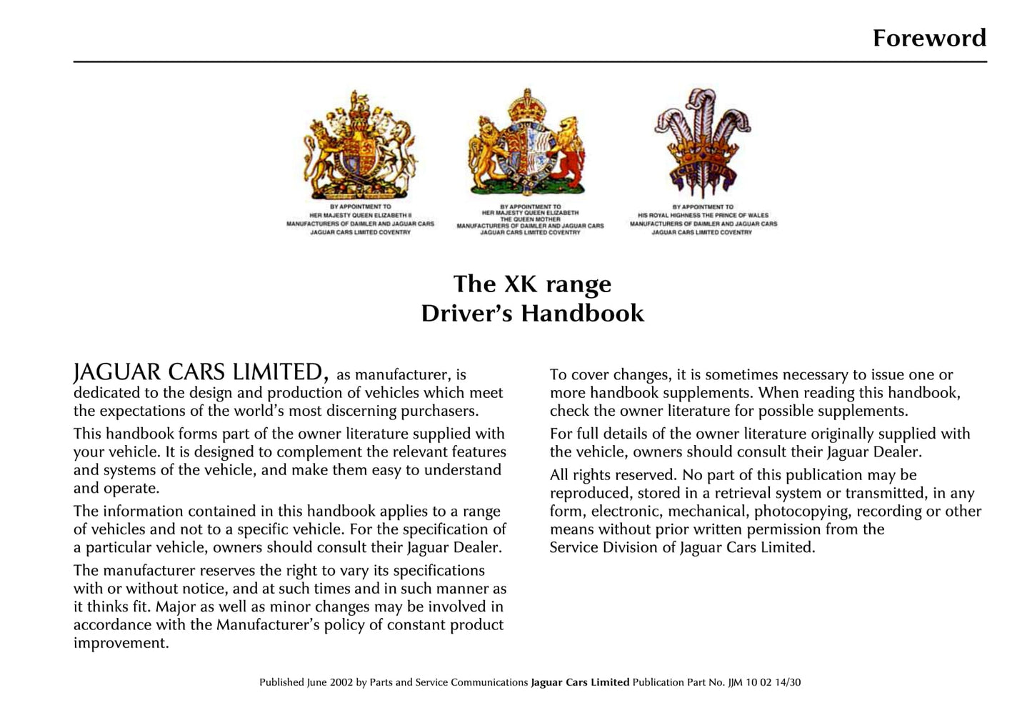 2002-2003 Jaguar XK Gebruikershandleiding | Engels