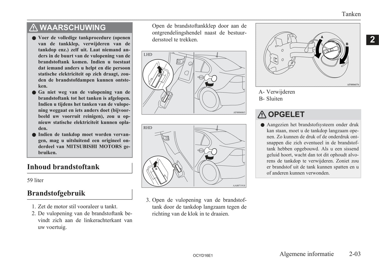 2015-2017 Mitsubishi Lancer Owner's Manual | Dutch