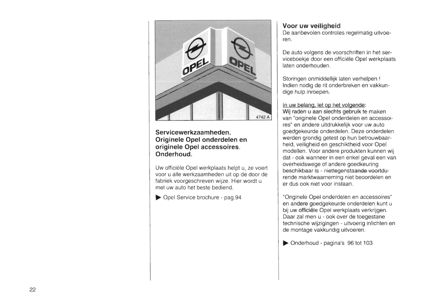1994-2000 Opel Tigra Bedienungsanleitung | Niederländisch