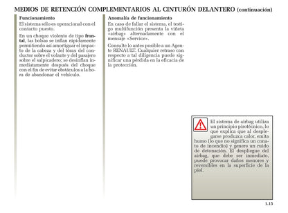 2001-2002 Renault Avantime Owner's Manual | Spanish