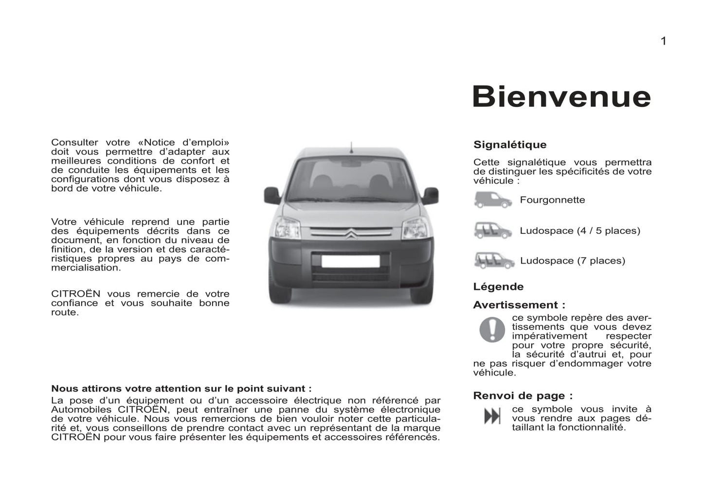 2011-2012 Citroën Berlingo First Owner's Manual | French