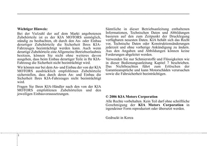 2006-2007 Kia Picanto Bedienungsanleitung | Deutsch