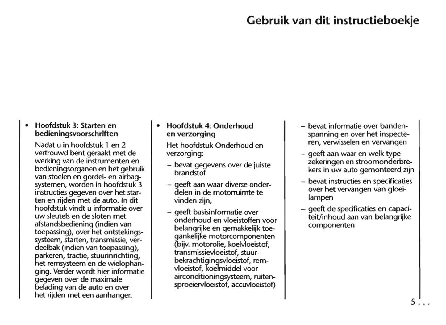 1997-2005 Chevrolet Trans Sport Gebruikershandleiding | Nederlands