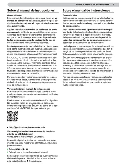 2020 Skoda Octavia Owner's Manual | Spanish