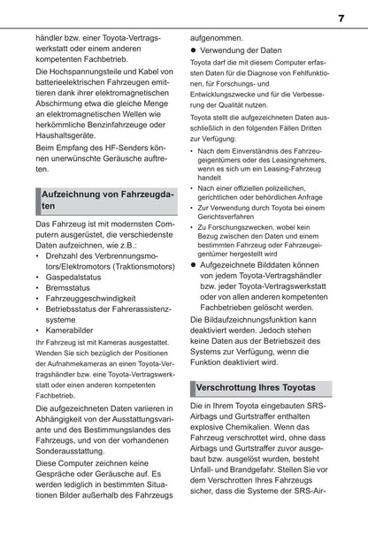2022 Toyota bZ4X Owner's Manual | German