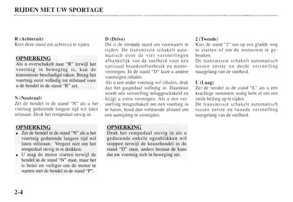 1997-1998 Kia Sportage Gebruikershandleiding | Nederlands