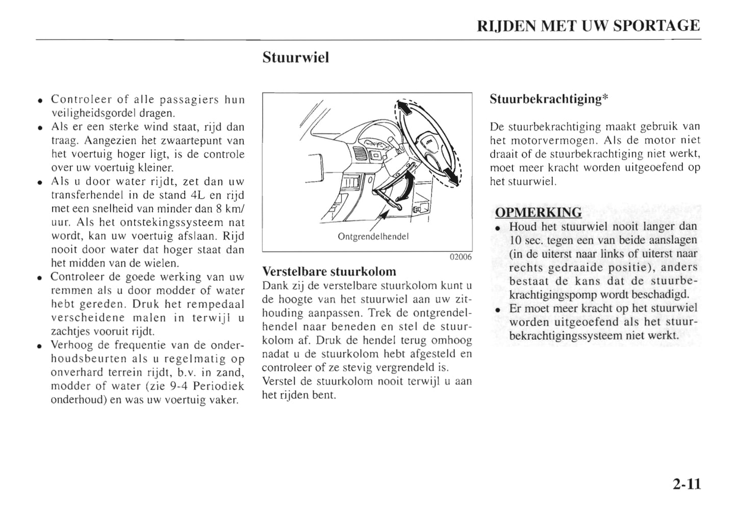 1997-1998 Kia Sportage Bedienungsanleitung | Niederländisch