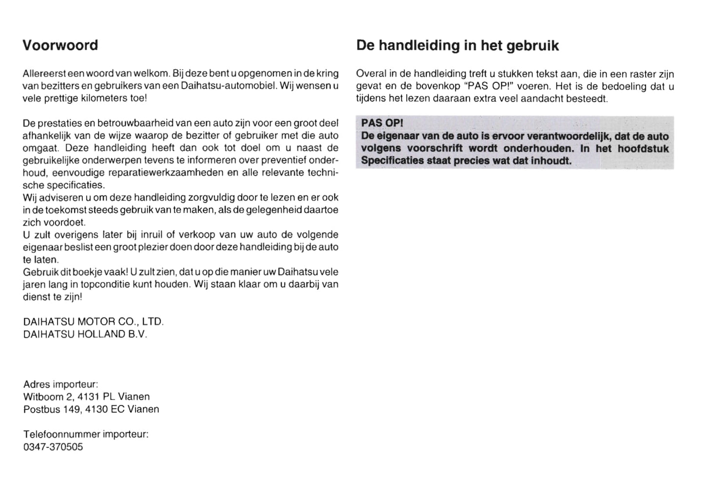 1999-2002 Daihatsu Move Gebruikershandleiding | Nederlands