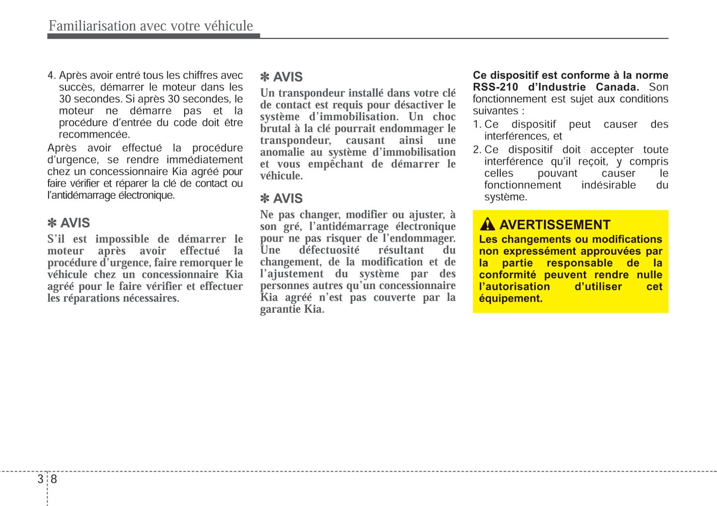 2010 Kia Sorento Owner's Manual | French