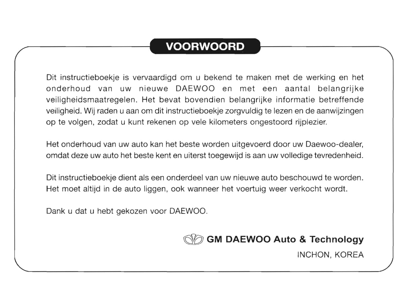 2000-2006 Daewoo Evanda Manuel du propriétaire | Néerlandais