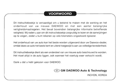 2000-2006 Daewoo Evanda Manuel du propriétaire | Néerlandais