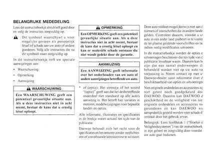 2000-2006 Daewoo Evanda Bedienungsanleitung | Niederländisch
