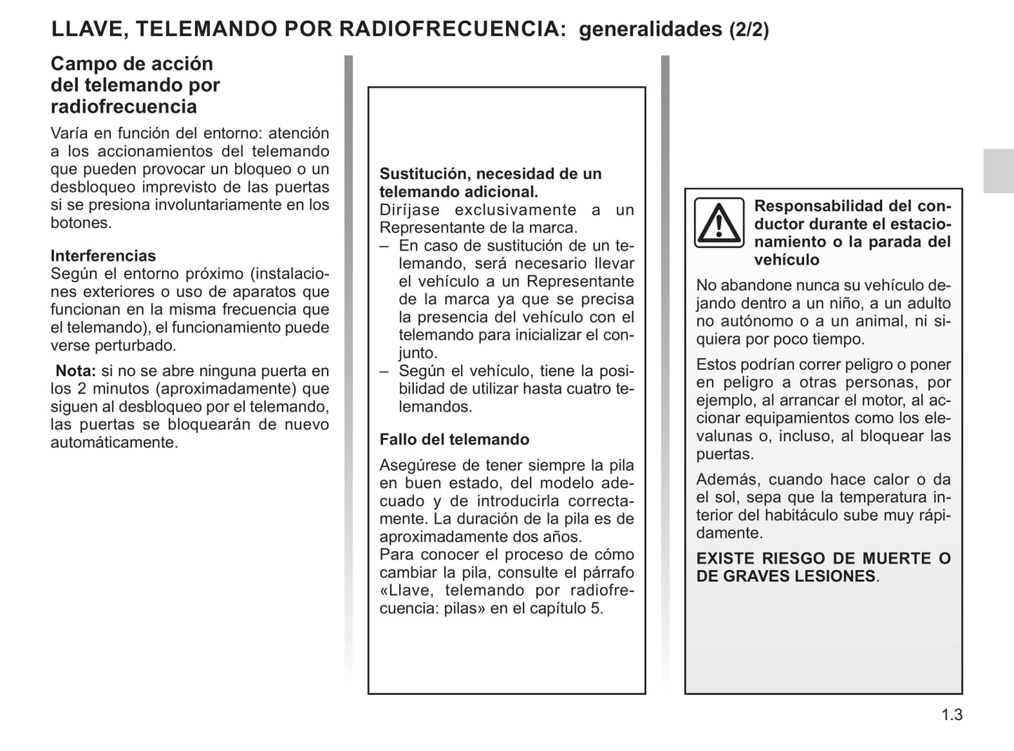 2018-2019 Renault Kangoo Owner's Manual | Spanish