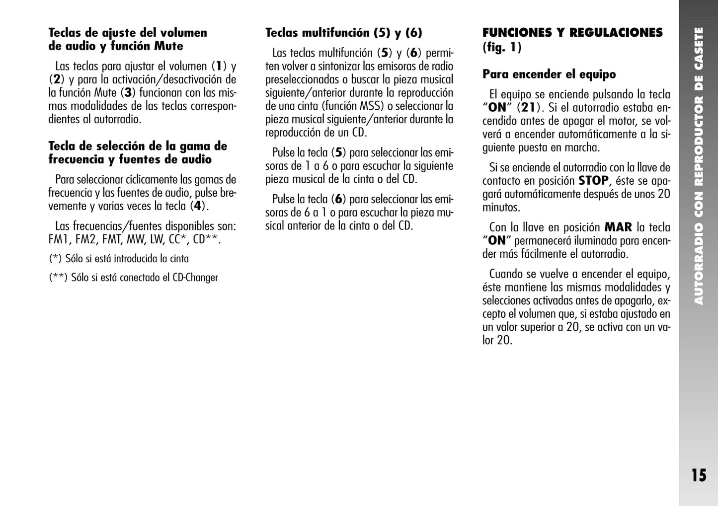 Alfa Romeo 156 / 156 GTA Autorradio Instrucciones 2004 - 2007
