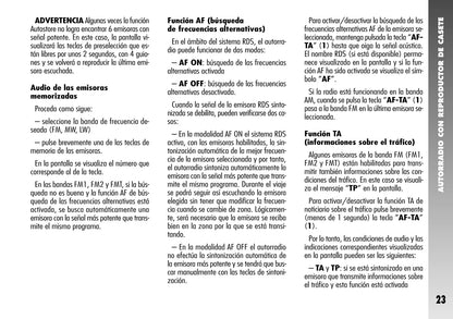 Alfa Romeo 156 / 156 GTA Autorradio Instrucciones 2004 - 2007